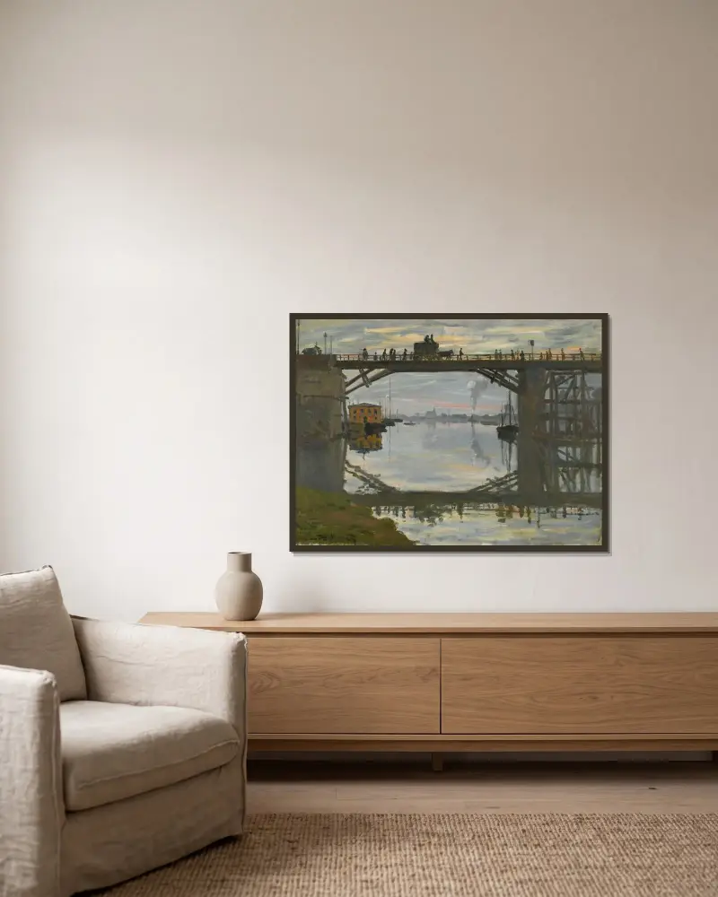 Drewniany most, Claude Monet w ramie na ścianie