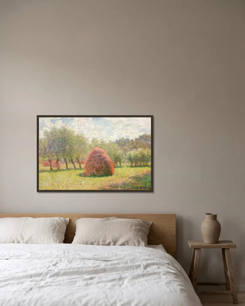 Meules à Giverny, Claude Monet v rámu na stěně