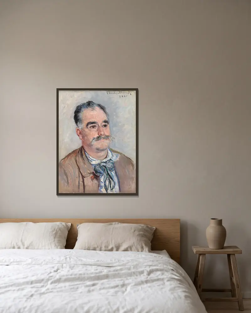 Monsieur Coqueret (Father) av Claude Monet inramad på en vägg