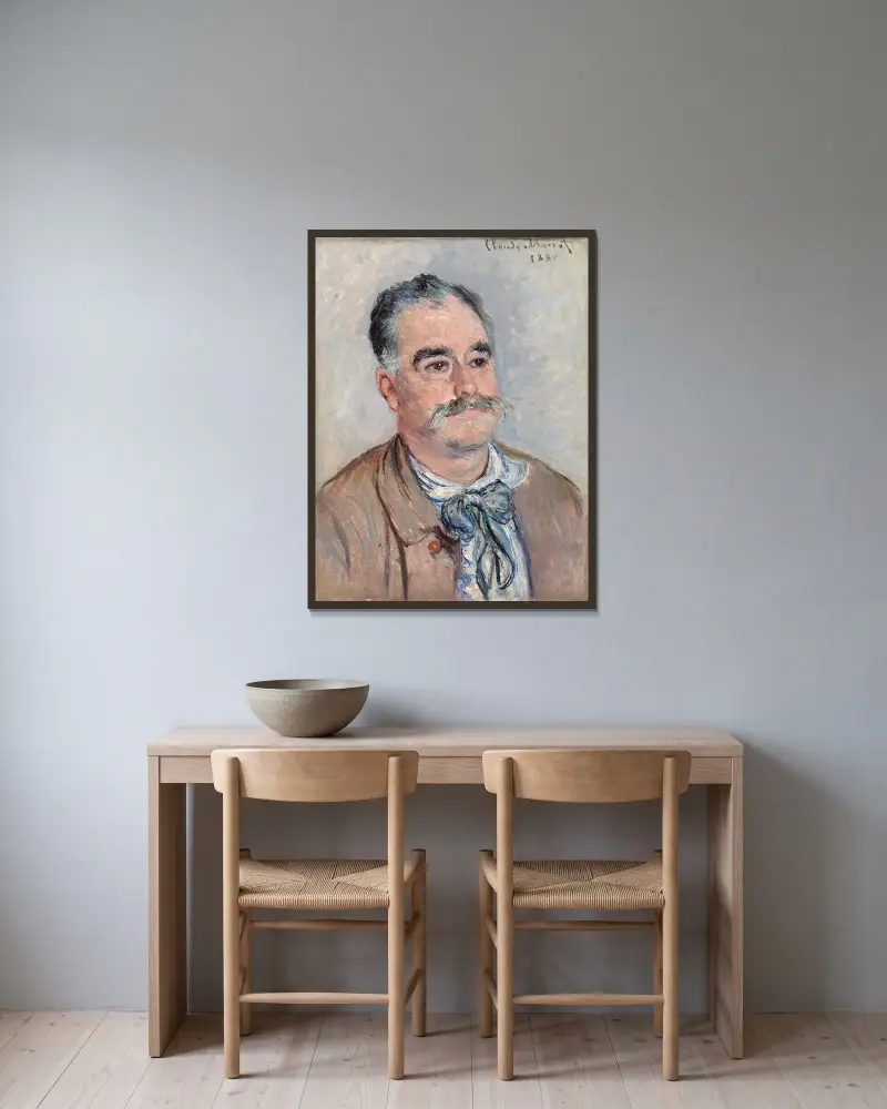 Monsieur Coqueret (Father) av Claude Monet inramad på en vägg