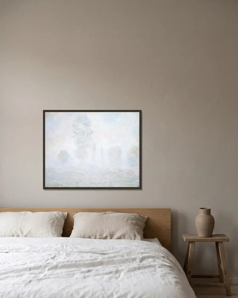 Morgendunst von Claude Monet gerahmt an einer Wand