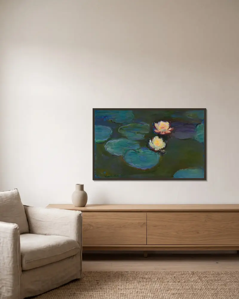 Seerosen von Claude Monet gerahmt an einer Wand