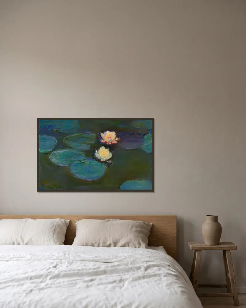Seerosen von Claude Monet gerahmt an einer Wand