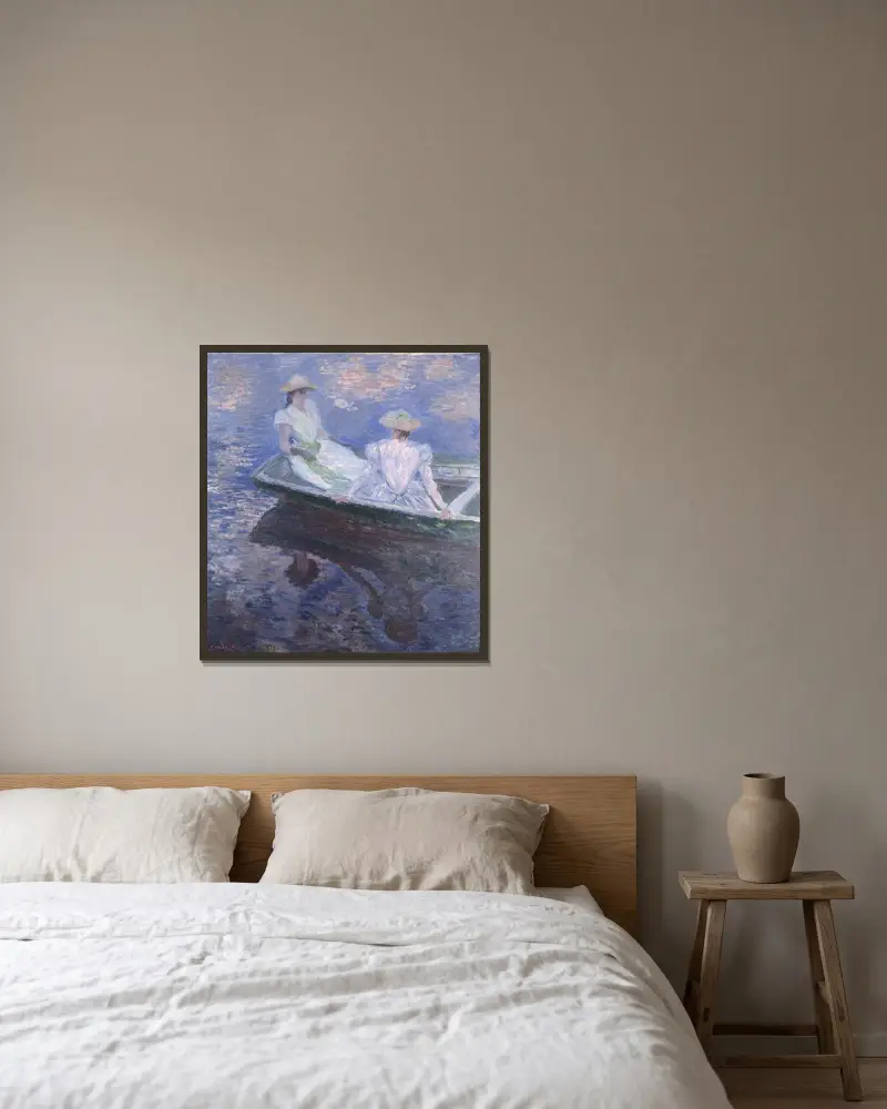 Na lodi, Claude Monet v rámu na stěně