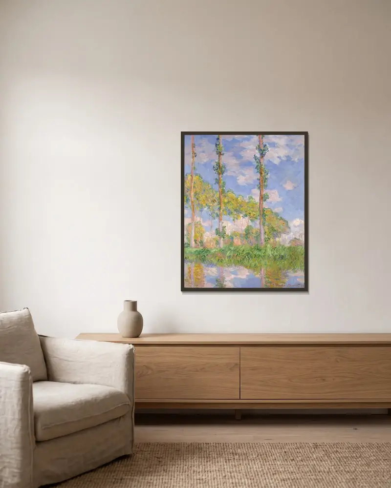Pappeln in der Sonne von Claude Monet gerahmt an einer Wand
