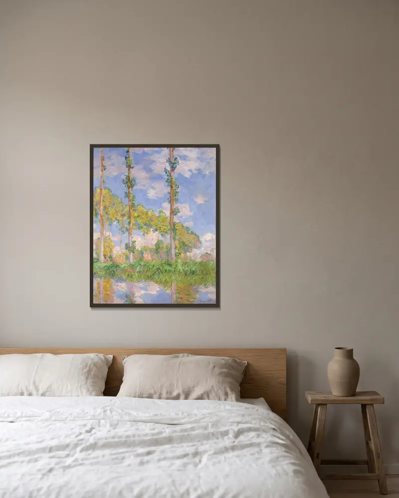 Pappeln in der Sonne von Claude Monet gerahmt an einer Wand