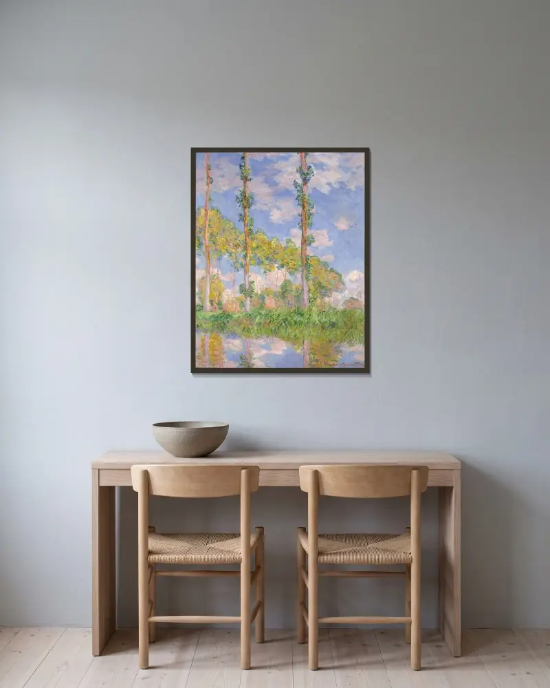 Pappeln in der Sonne von Claude Monet gerahmt an einer Wand