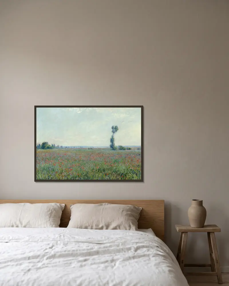 Mohnfeld 2 von Claude Monet gerahmt an einer Wand