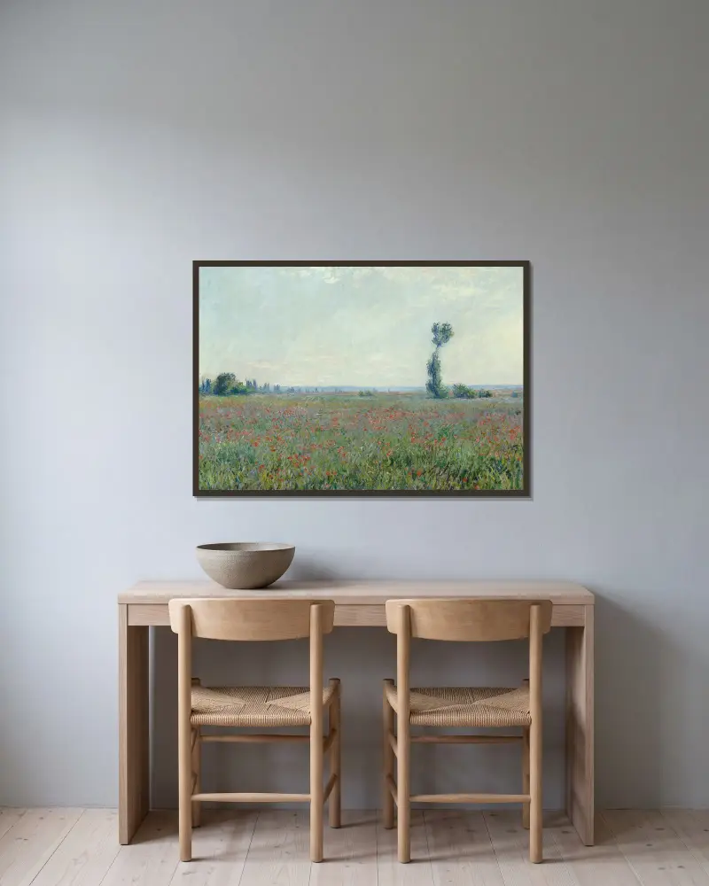 Mohnfeld 2 von Claude Monet gerahmt an einer Wand