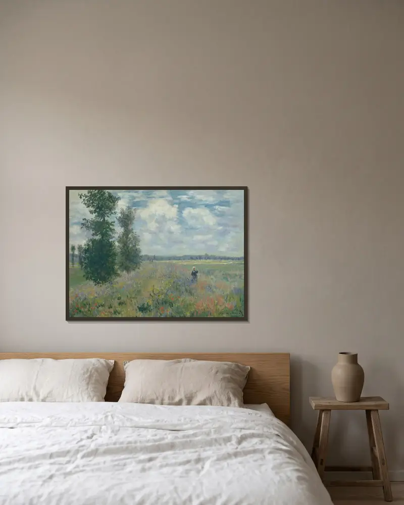 Poppy Fields near Argenteuil av Claude Monet inramad på en vägg