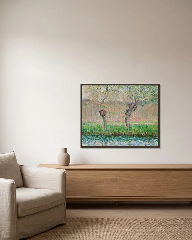Wiosna, wierzby, Claude Monet w ramie na ścianie