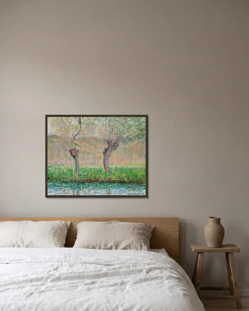 Wiosna, wierzby, Claude Monet w ramie na ścianie