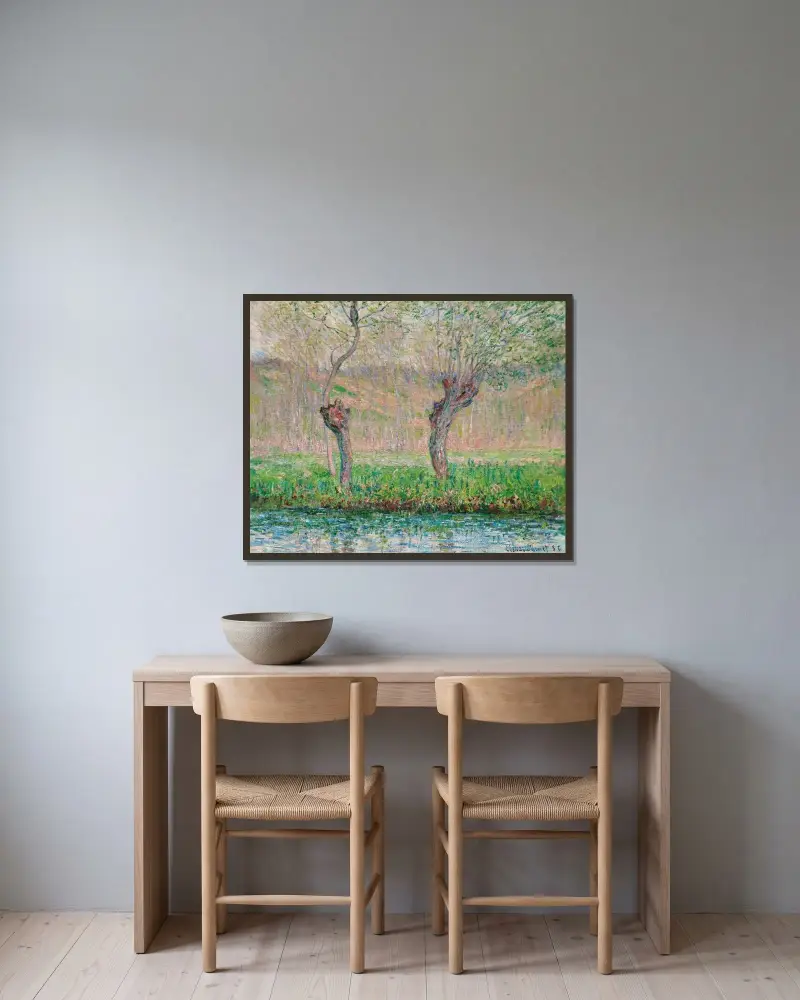 Wiosna, wierzby, Claude Monet w ramie na ścianie
