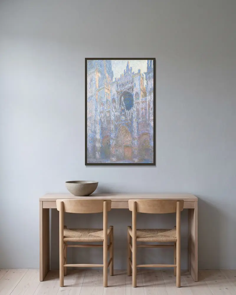 Die Kathedrale von Rouen, Westfassade von Claude Monet gerahmt an einer Wand