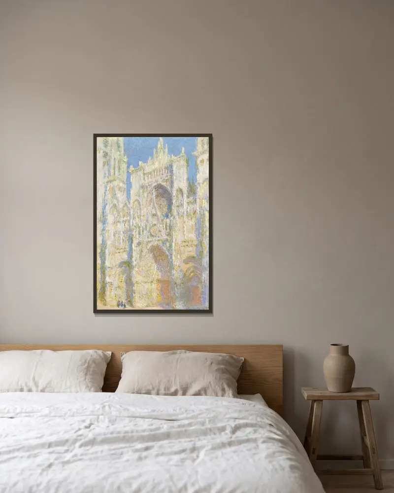 Rouen Cathedral, West Façade, Sunlight av Claude Monet inramad på en vägg