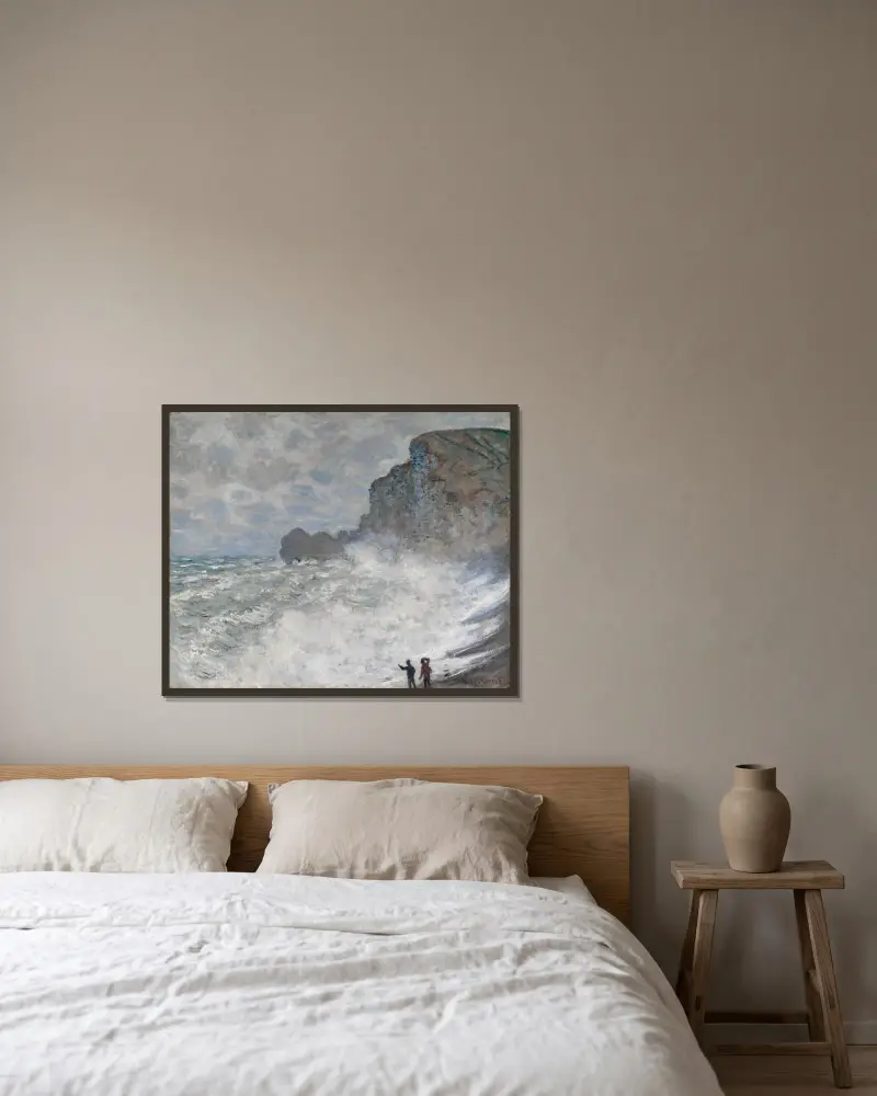 Sztormowa pogoda w Étretat, Claude Monet w ramie na ścianie