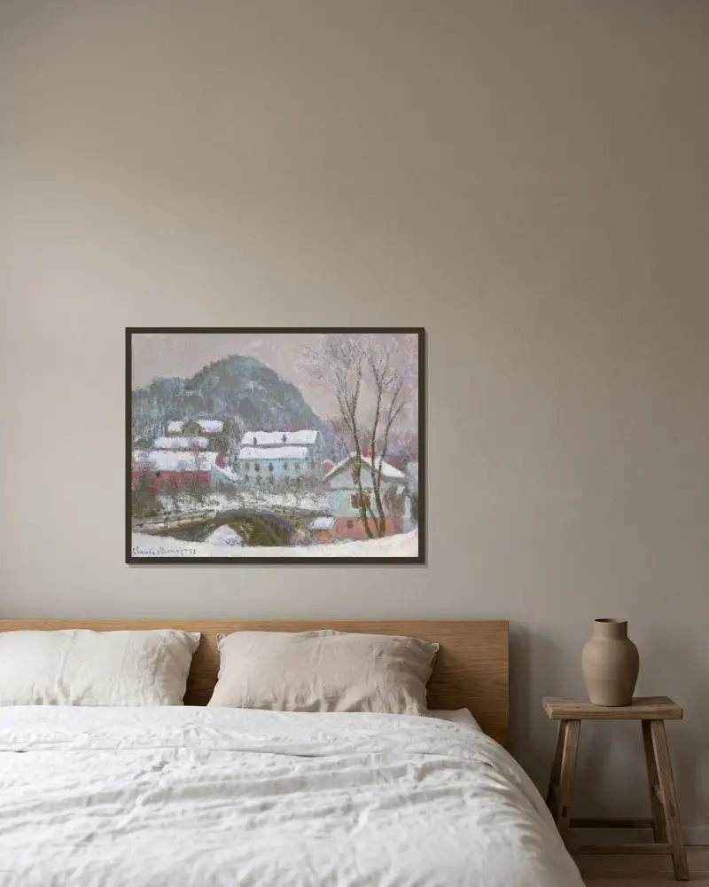Sandviken, Norvège, effet de neige av Claude Monet inramad på en vägg