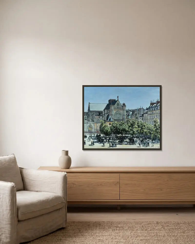 St. Germain l’Auxerrois von Claude Monet gerahmt an einer Wand