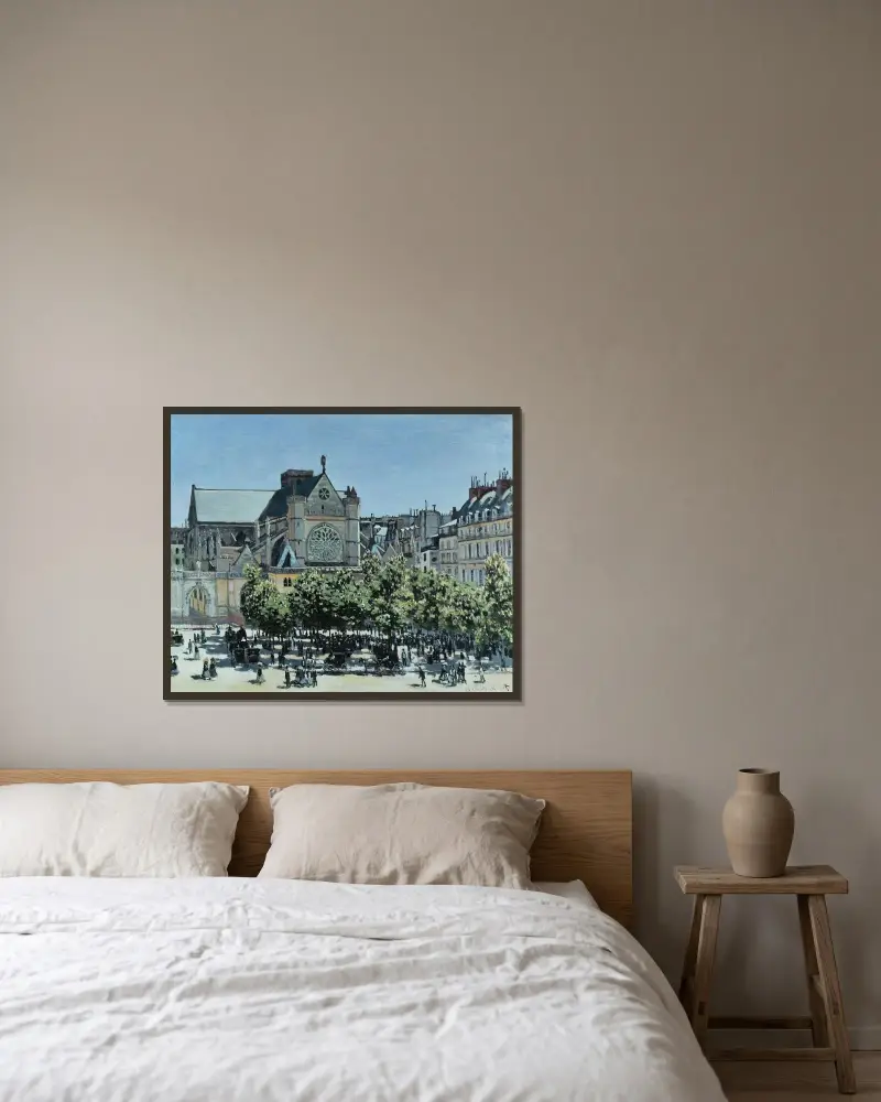 St. Germain l’Auxerrois von Claude Monet gerahmt an einer Wand