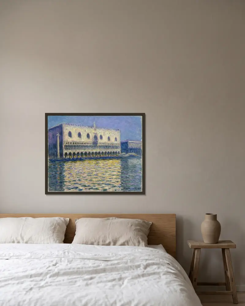 Der Dogenpalast von Claude Monet gerahmt an einer Wand
