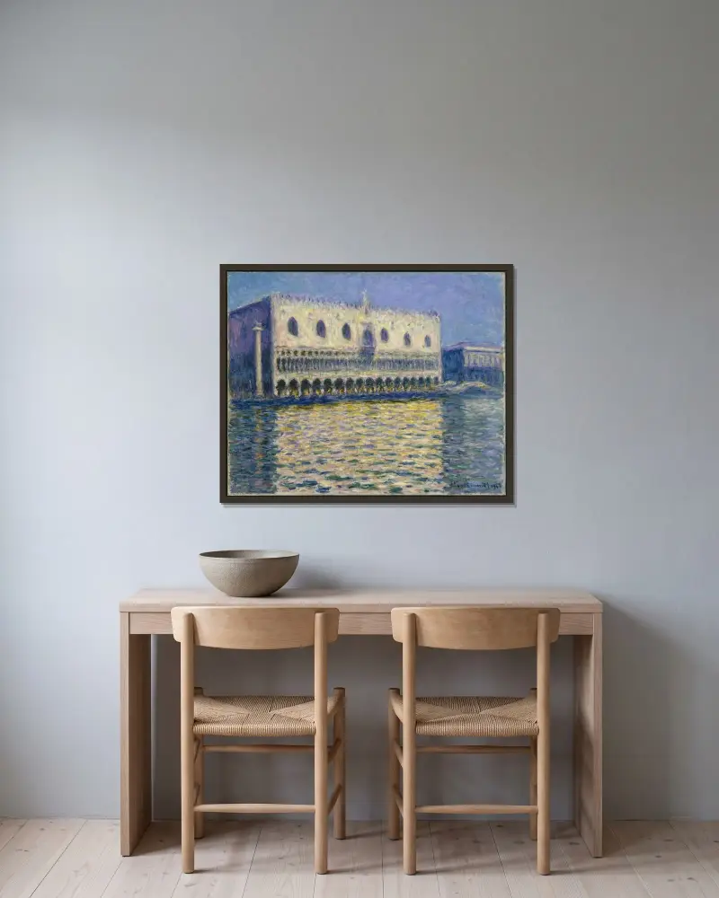 Der Dogenpalast von Claude Monet gerahmt an einer Wand