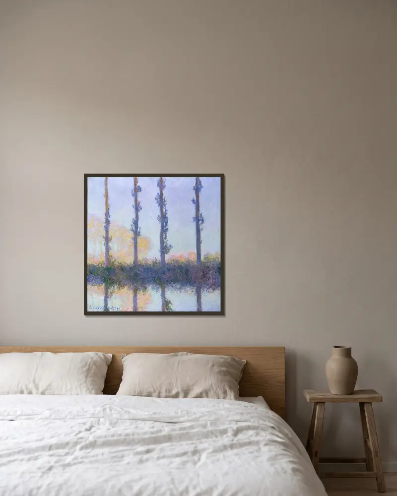 Čtyři stromy, Claude Monet v rámu na stěně