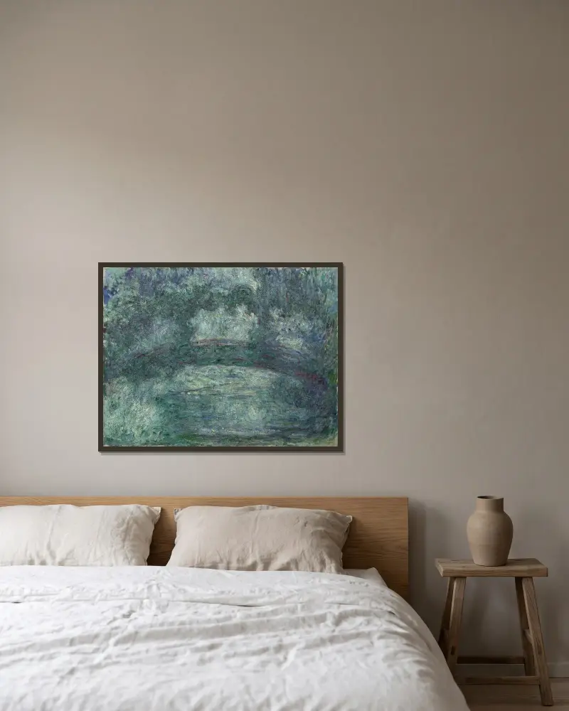 Die japanische Brücke, 1919 von Claude Monet gerahmt an einer Wand