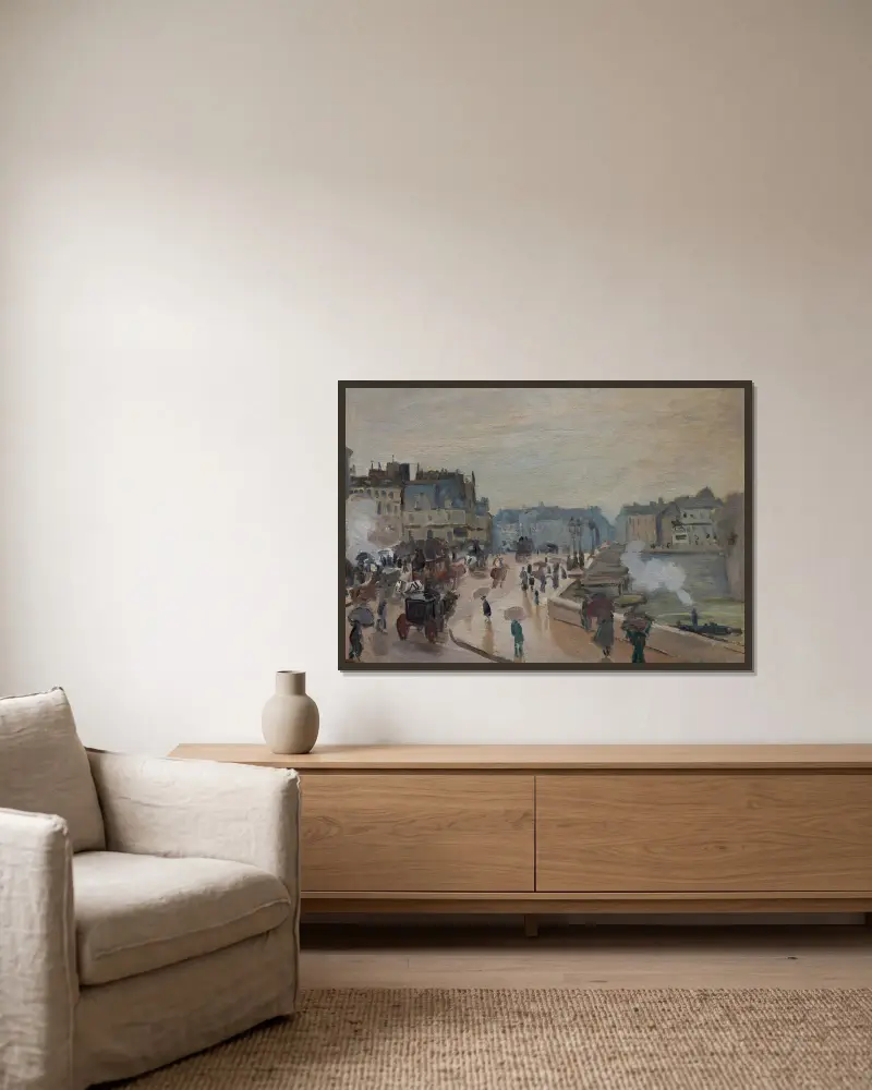 Die Pont Neuf von Claude Monet gerahmt an einer Wand