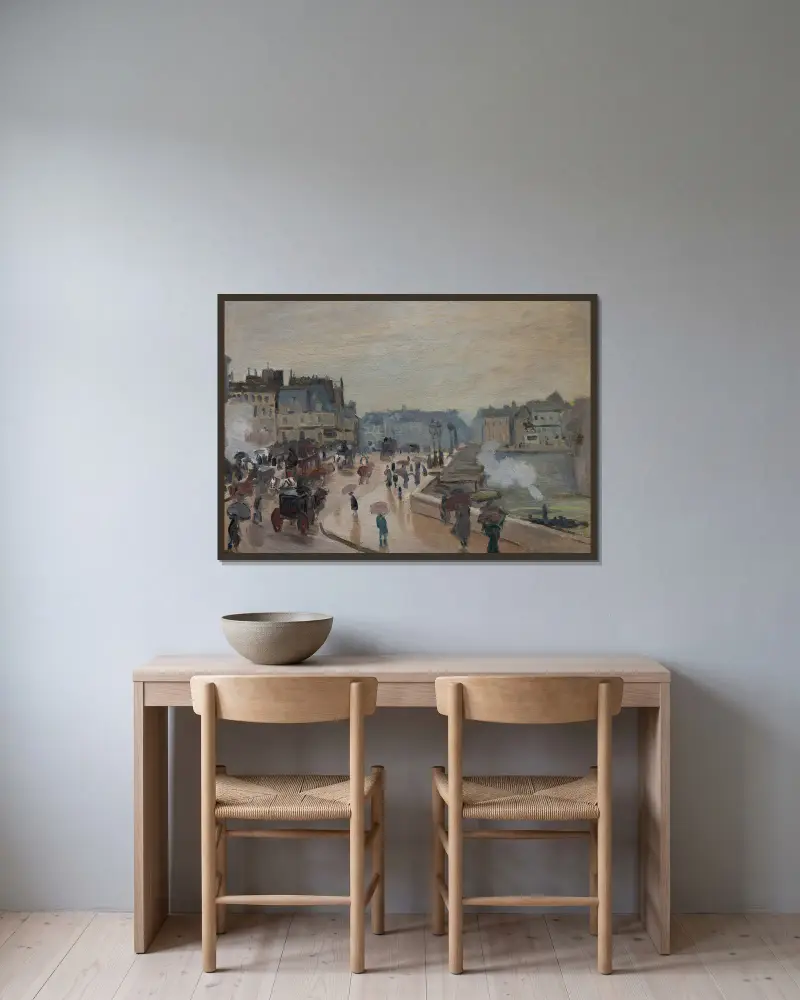 Die Pont Neuf von Claude Monet gerahmt an einer Wand