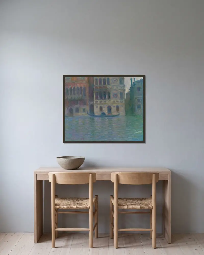 Venice, Palazzo Dario av Claude Monet inramad på en vägg