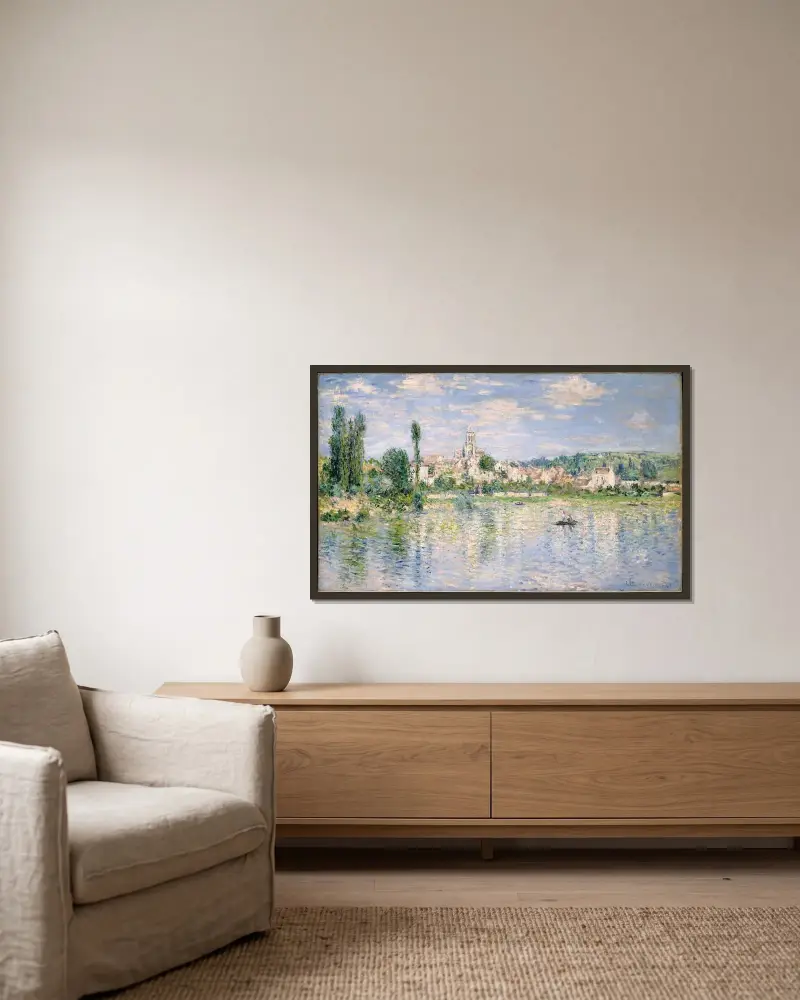 Vétheuil im Sommer von Claude Monet gerahmt an einer Wand