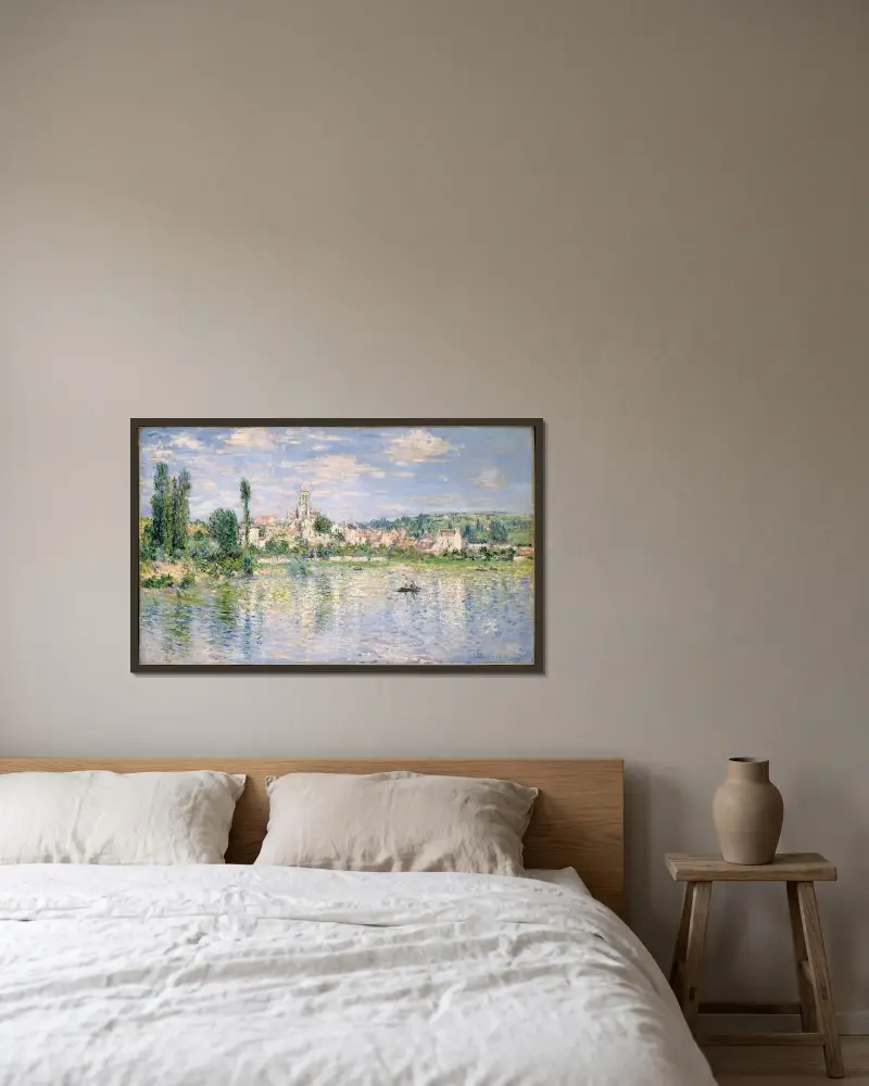 Vétheuil im Sommer von Claude Monet gerahmt an einer Wand