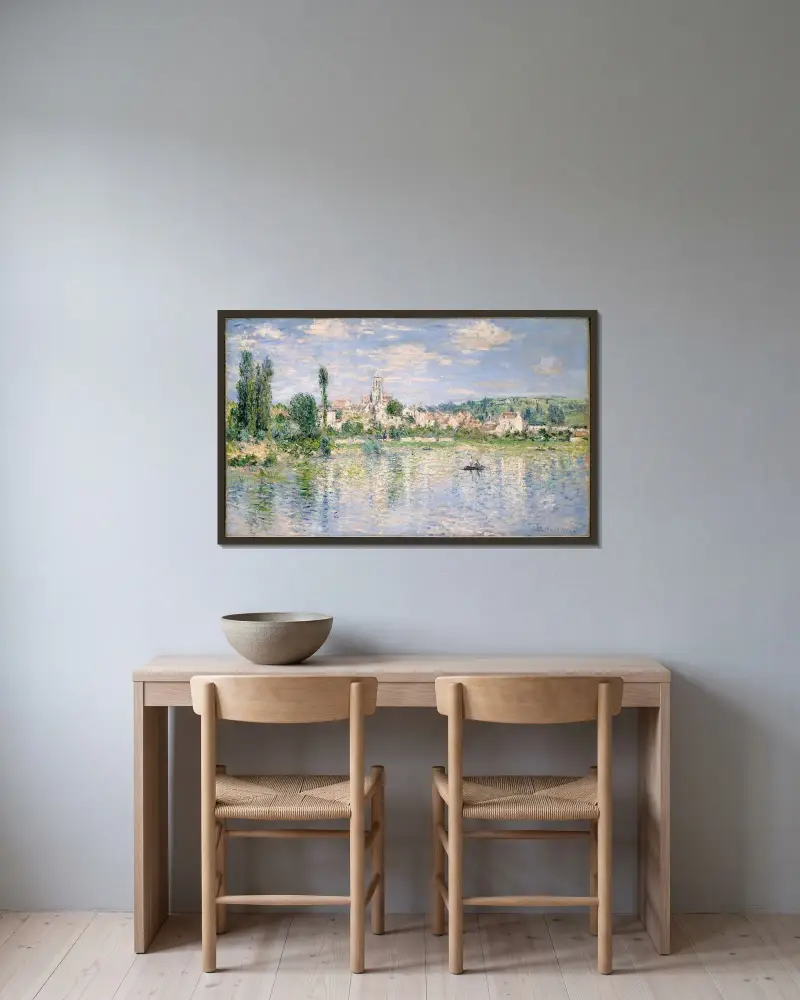 Vétheuil im Sommer von Claude Monet gerahmt an einer Wand
