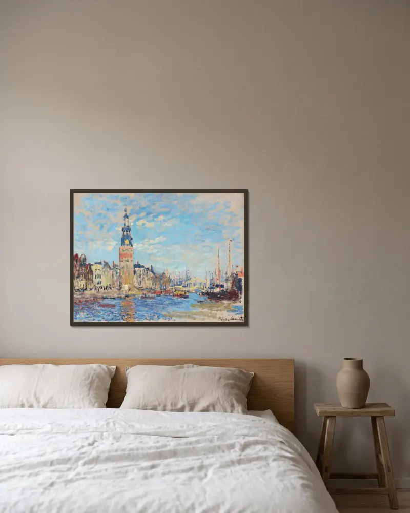 Vue de la tour Montalban, Amsterdam av Claude Monet inramad på en vägg