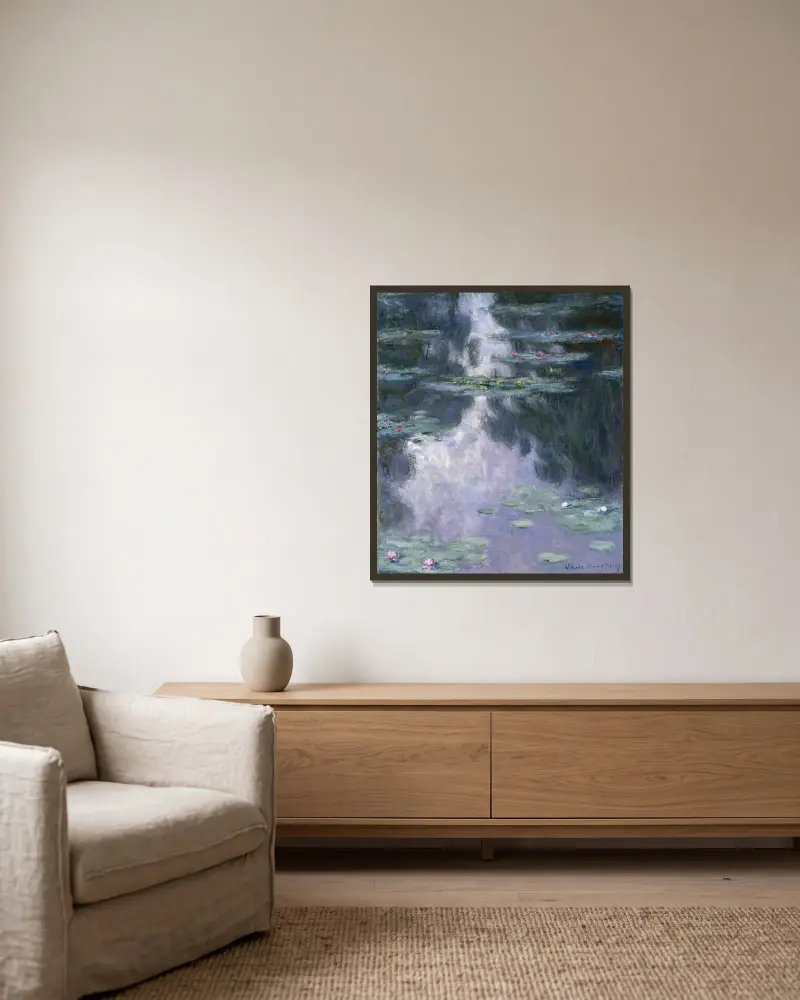 Seerosen – Nr. 1 von Claude Monet gerahmt an einer Wand