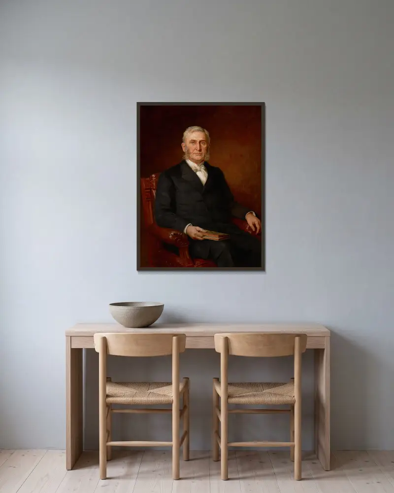 Portrait of Reverend Nathaniel A. Hyde av Theodore Clement Steele inramad på en vägg