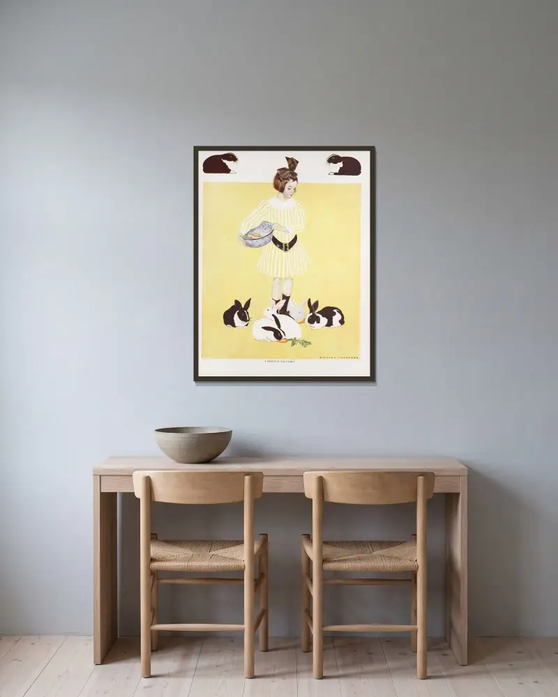 En vän till familjen av Coles Phillips inramad på en vägg