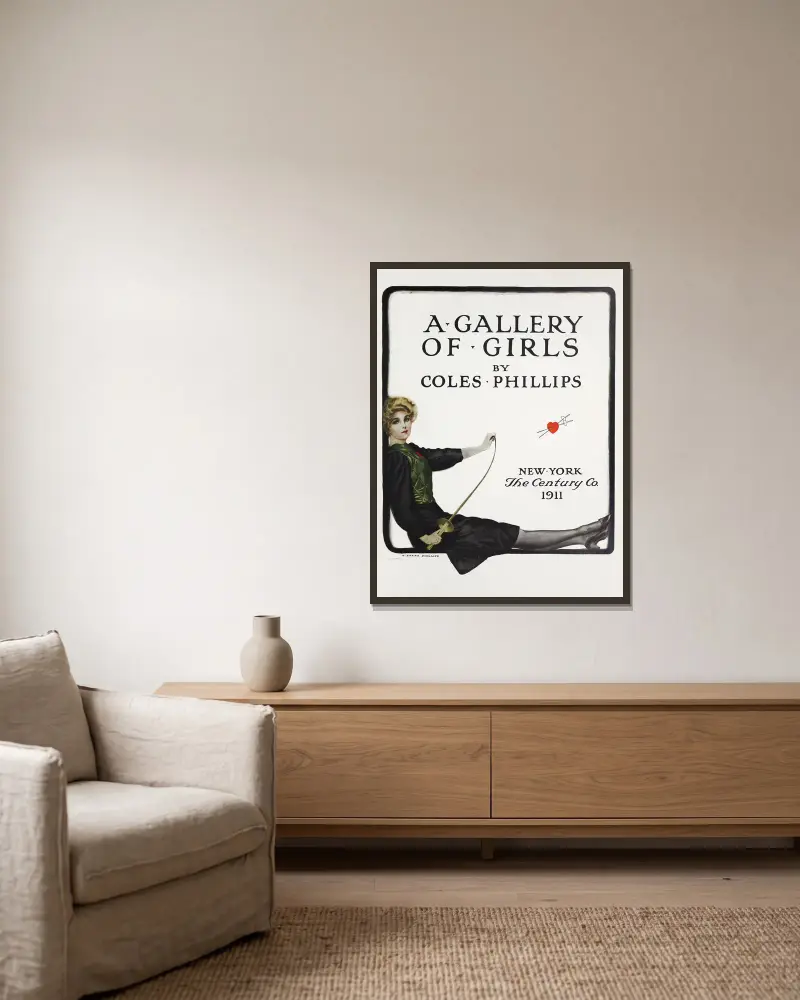 A gallery of girls – Title page av Coles Phillips inramad på en vägg