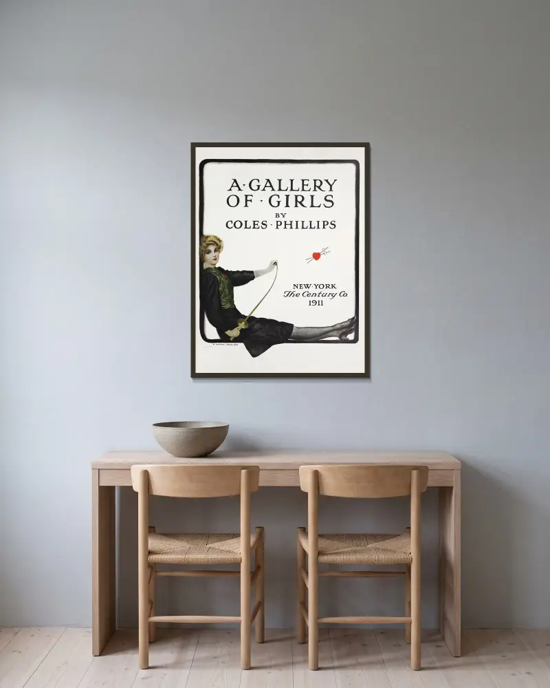 A gallery of girls – Title page av Coles Phillips inramad på en vägg