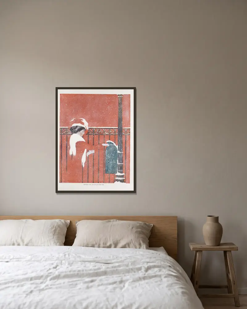 Between you and me and the post von Coles Phillips gerahmt an einer Wand