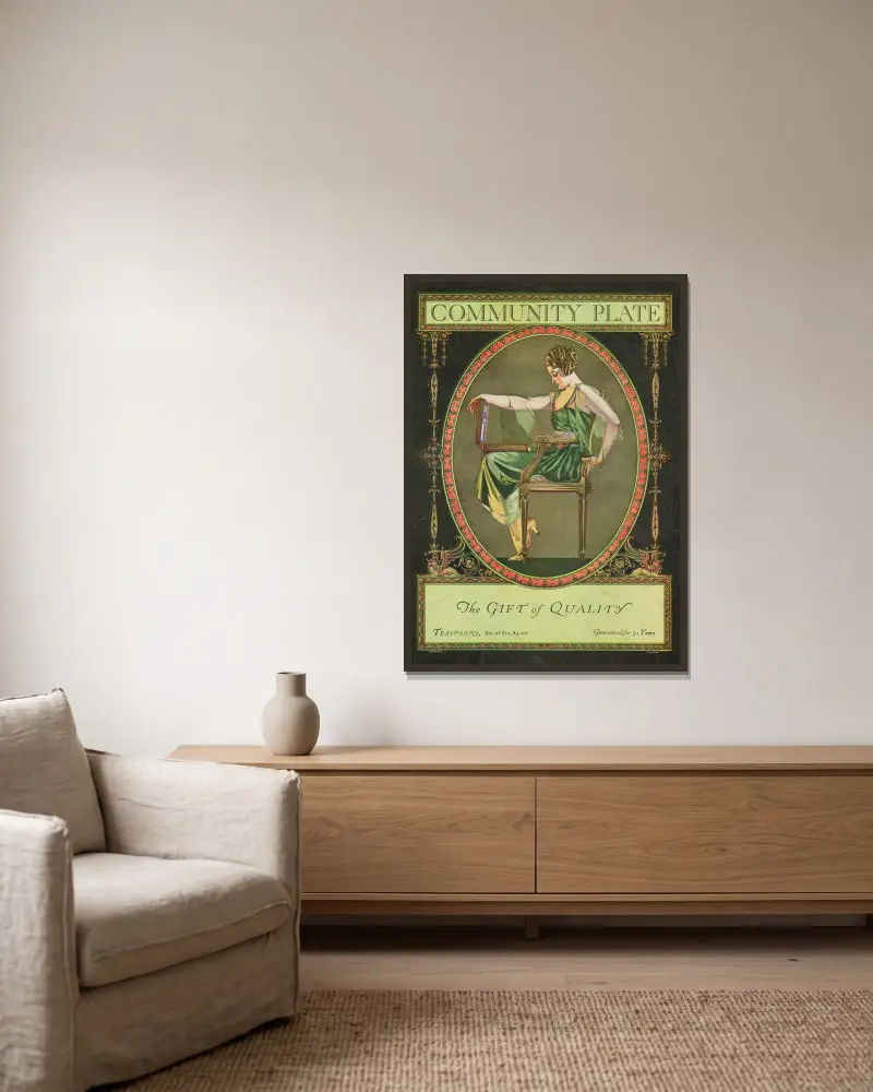 The Gift of Quality av Coles Phillips inramad på en vägg