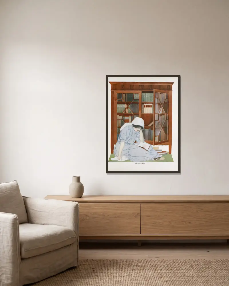 The lure of books av Coles Phillips inramad på en vägg