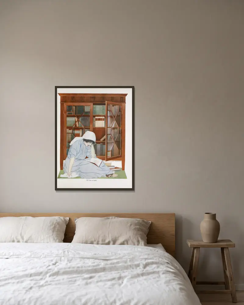 The lure of books av Coles Phillips inramad på en vägg