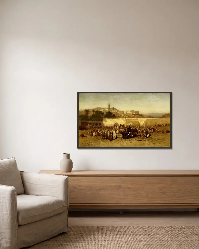 Dzień targowy pod murami Tangieru, Maroko, Louis Comfort Tiffany w ramie na ścianie
