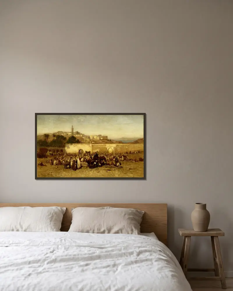 Dzień targowy pod murami Tangieru, Maroko, Louis Comfort Tiffany w ramie na ścianie