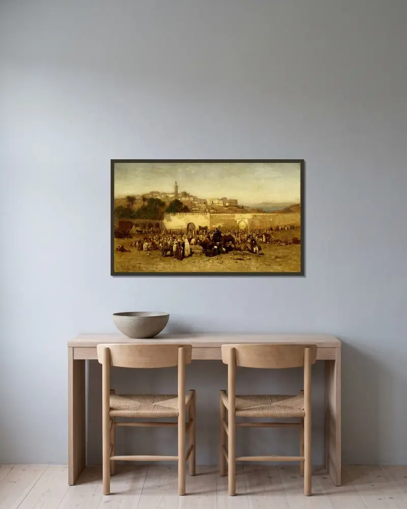 Dzień targowy pod murami Tangieru, Maroko, Louis Comfort Tiffany w ramie na ścianie
