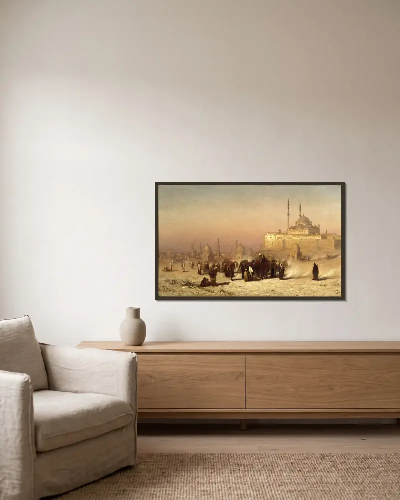 On the Way between Old and New Cairo, Citadel Mosque of Mohammed Ali, and Tombs of the Mamelukes av Louis Comfort Tiffany inramad på en vägg