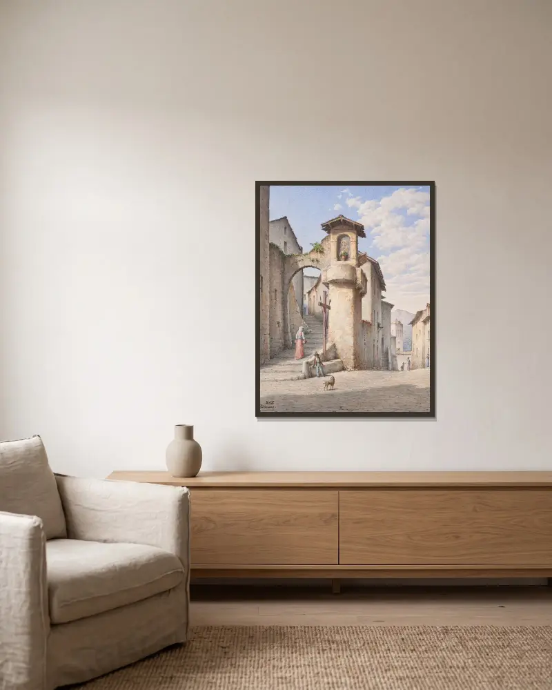 Straße in Subiaco von Harald Conrad Stilling gerahmt an einer Wand