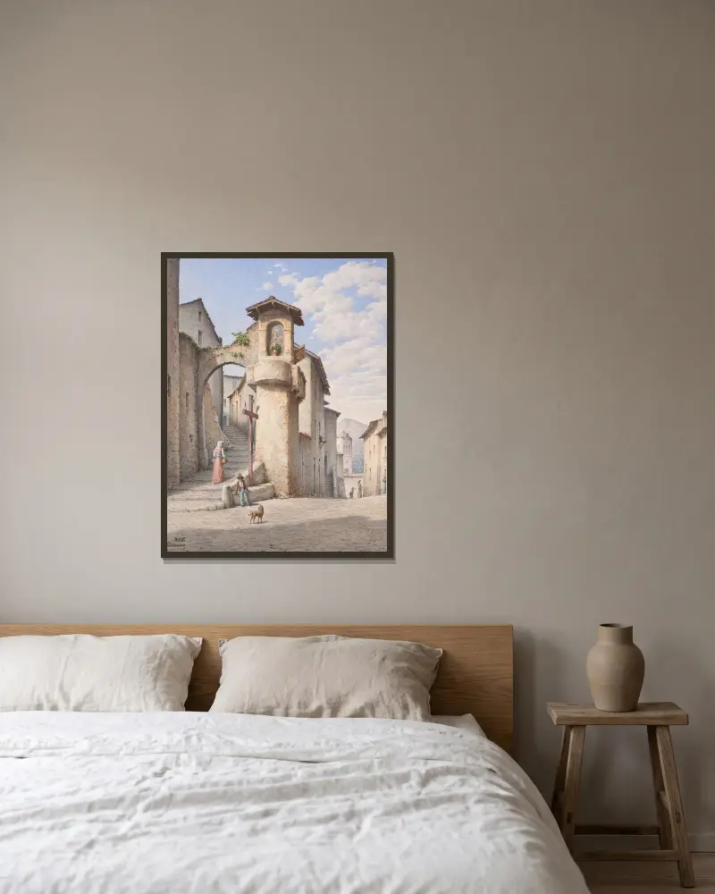 Straße in Subiaco von Harald Conrad Stilling gerahmt an einer Wand