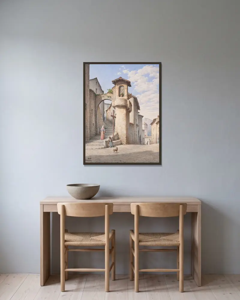 Straße in Subiaco von Harald Conrad Stilling gerahmt an einer Wand